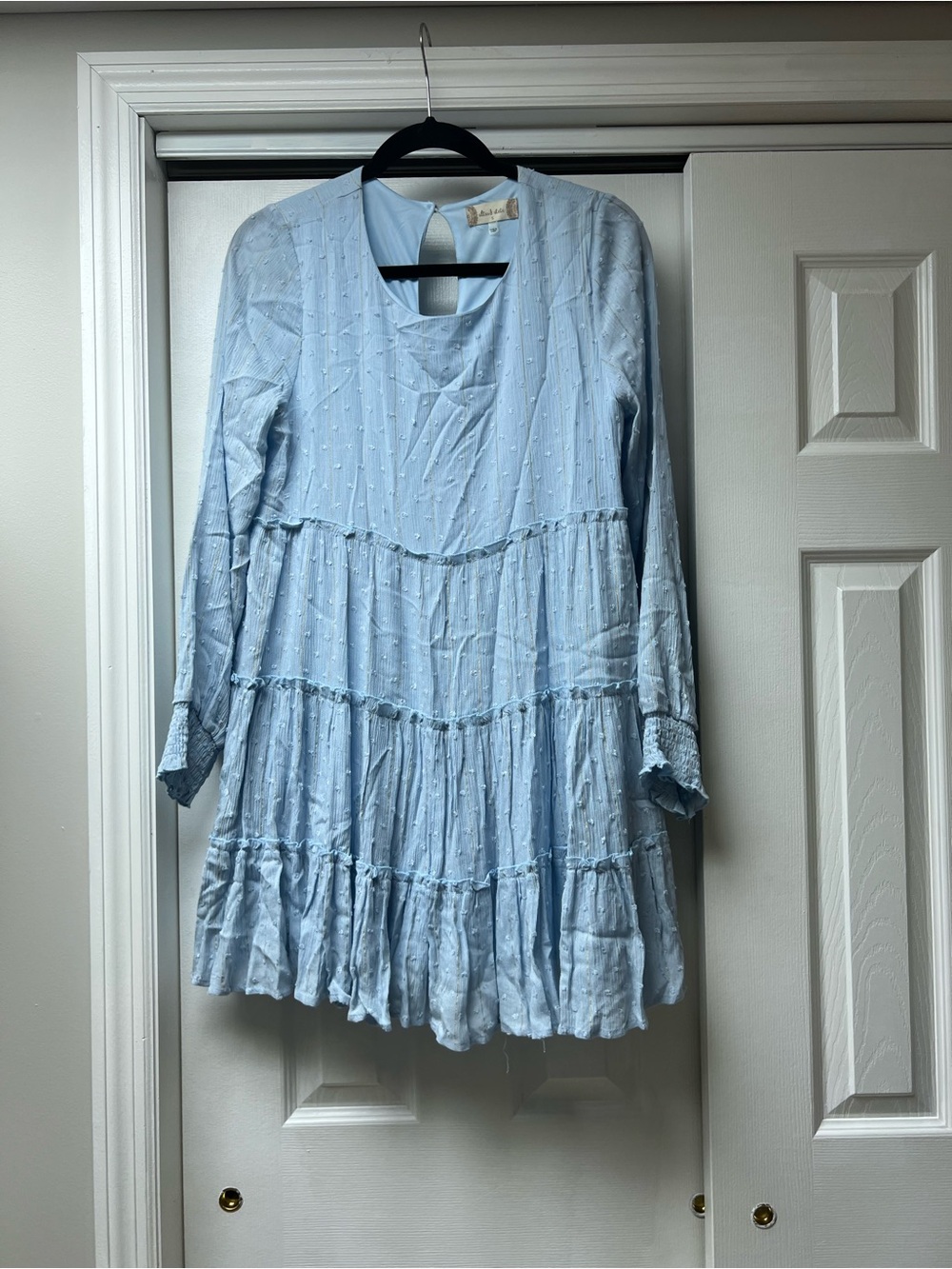 Altar'd State Light Blue Tiered Swiss Dot Tunic